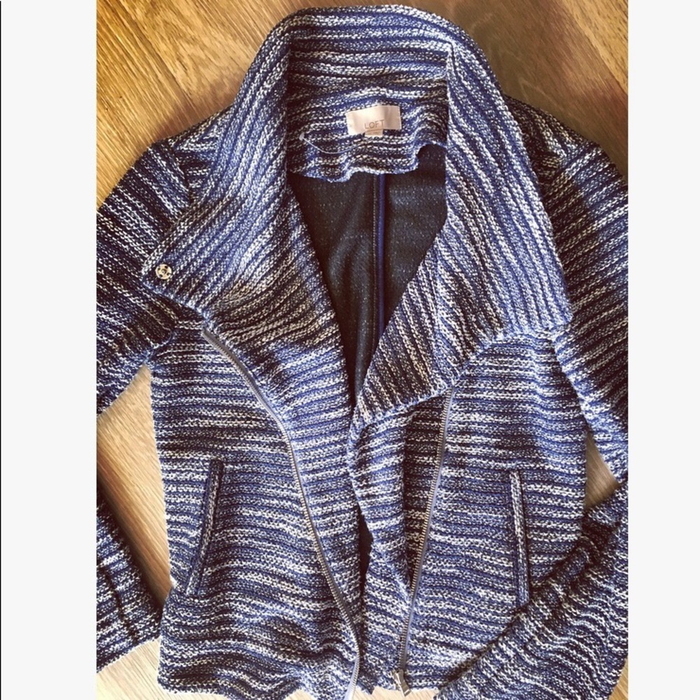 Like New Ann Taylor Loft Blue Moto Jacket